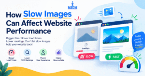 Slow-loading images can hurt website performance, SEO rankings, user experience, and increase bounce rates; optimized images load faster.